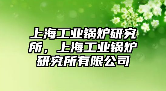 上海工業(yè)鍋爐研究所，上海工業(yè)鍋爐研究所有限公司