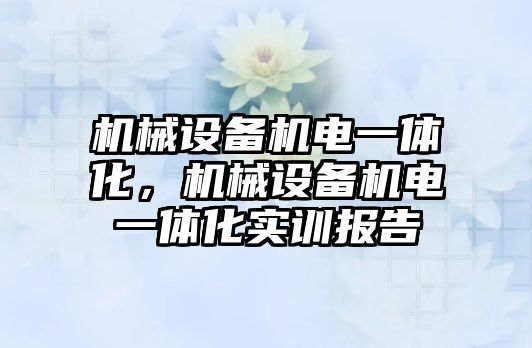 機械設備機電一體化，機械設備機電一體化實訓報告