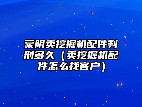 蒙陰賣挖掘機(jī)配件判刑多久（賣挖掘機(jī)配件怎么找客戶）