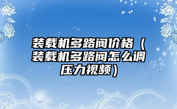 裝載機多路閥價格（裝載機多路閥怎么調(diào)壓力視頻）