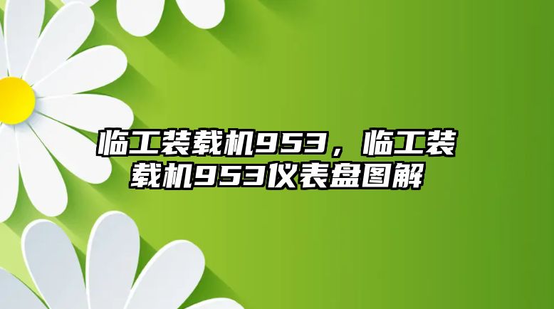 臨工裝載機953，臨工裝載機953儀表盤圖解