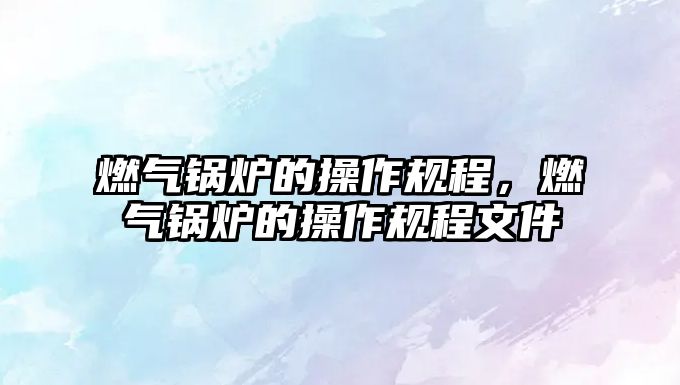 燃?xì)忮仩t的操作規(guī)程，燃?xì)忮仩t的操作規(guī)程文件