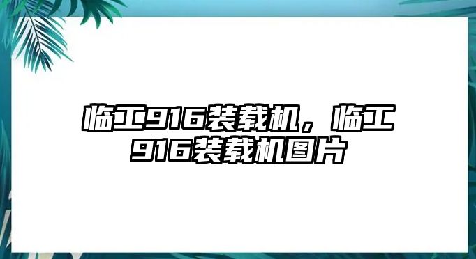 臨工916裝載機(jī)，臨工916裝載機(jī)圖片