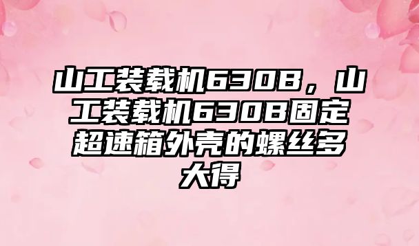 山工裝載機630B，山工裝載機630B固定超速箱外殼的螺絲多大得