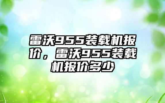 雷沃955裝載機報價，雷沃955裝載機報價多少