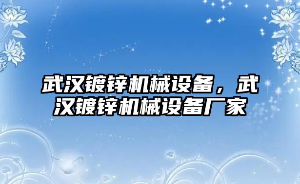 武漢鍍鋅機(jī)械設(shè)備，武漢鍍鋅機(jī)械設(shè)備廠(chǎng)家