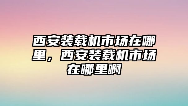 西安裝載機市場在哪里，西安裝載機市場在哪里啊