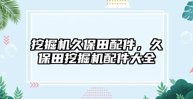 挖掘機久保田配件，久保田挖掘機配件大全