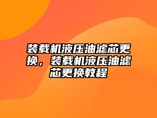 裝載機(jī)液壓油濾芯更換，裝載機(jī)液壓油濾芯更換教程