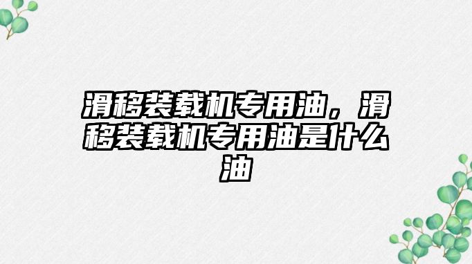 滑移裝載機專用油，滑移裝載機專用油是什么油