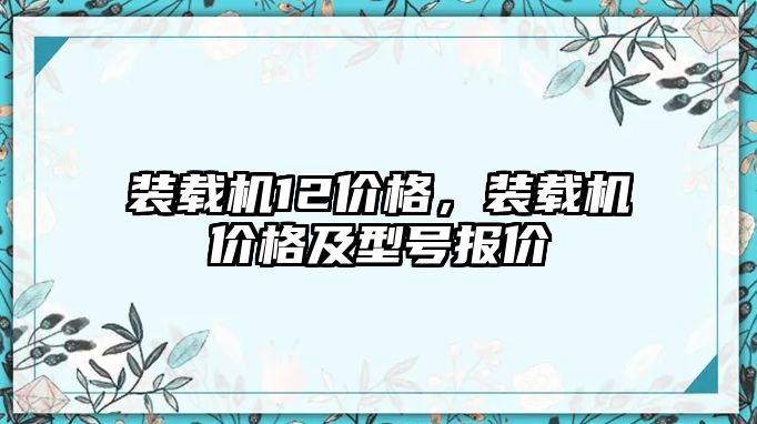 裝載機12價格，裝載機價格及型號報價