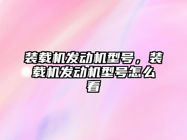 裝載機發(fā)動機型號，裝載機發(fā)動機型號怎么看