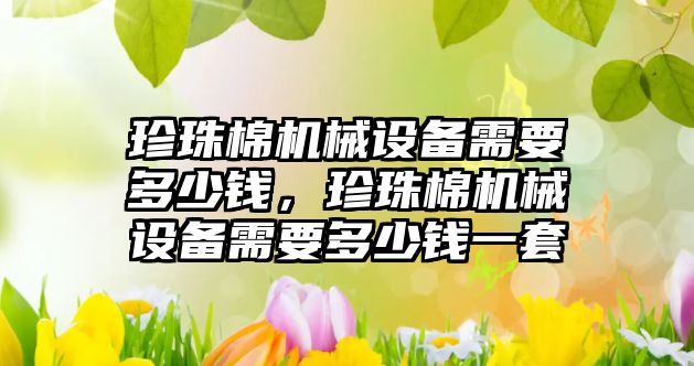 珍珠棉機械設(shè)備需要多少錢，珍珠棉機械設(shè)備需要多少錢一套