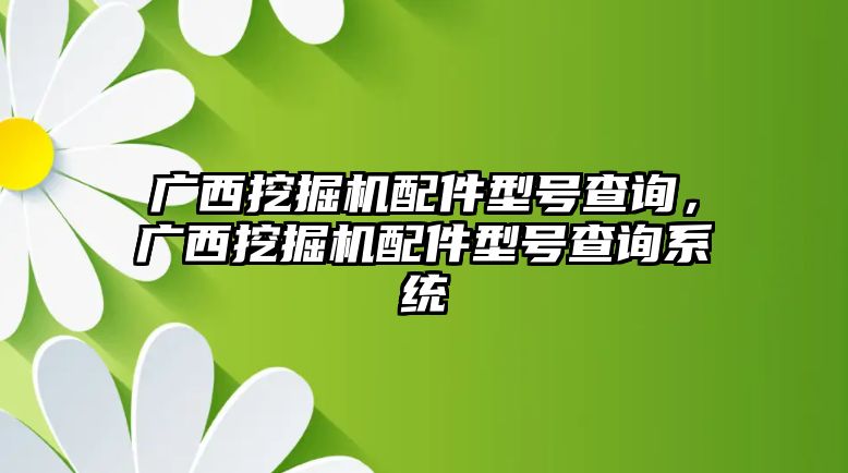 廣西挖掘機(jī)配件型號查詢，廣西挖掘機(jī)配件型號查詢系統(tǒng)