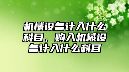 機械設備計入什么科目，購入機械設備計入什么科目