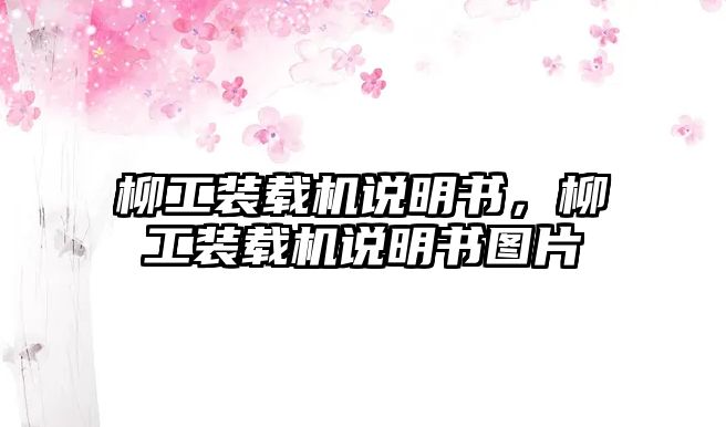 柳工裝載機(jī)說(shuō)明書(shū)，柳工裝載機(jī)說(shuō)明書(shū)圖片