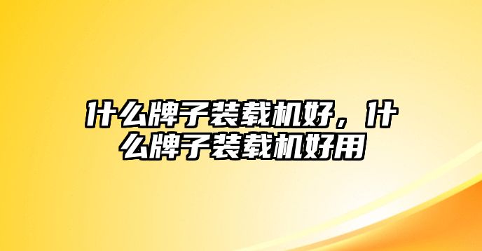 什么牌子裝載機好，什么牌子裝載機好用