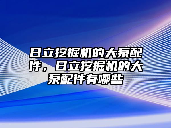 日立挖掘機的大泵配件，日立挖掘機的大泵配件有哪些