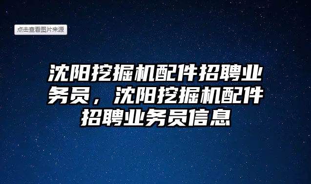 沈陽挖掘機配件招聘業(yè)務(wù)員，沈陽挖掘機配件招聘業(yè)務(wù)員信息