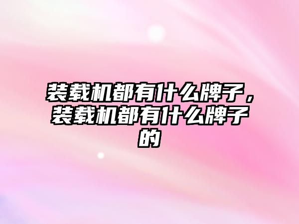 裝載機都有什么牌子，裝載機都有什么牌子的