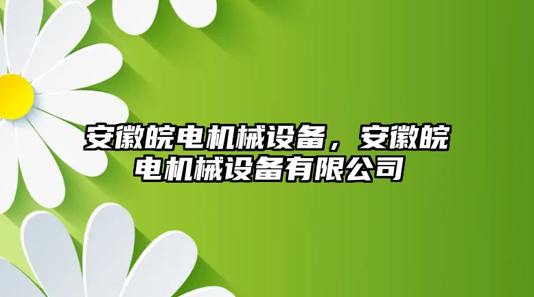 安徽皖電機(jī)械設(shè)備，安徽皖電機(jī)械設(shè)備有限公司