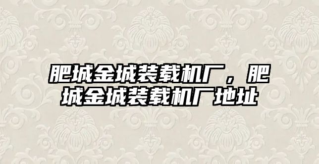 肥城金城裝載機廠，肥城金城裝載機廠地址