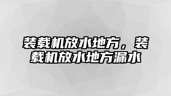 裝載機(jī)放水地方，裝載機(jī)放水地方漏水