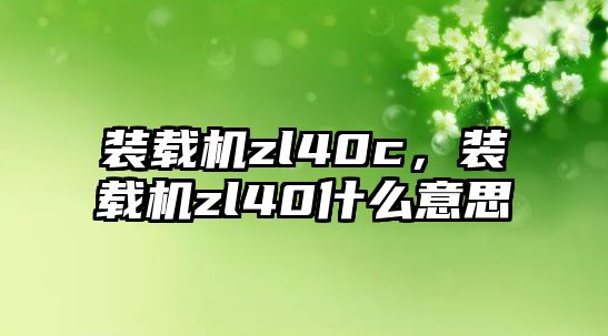 裝載機zl40c，裝載機zl40什么意思