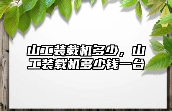 山工裝載機多少，山工裝載機多少錢一臺