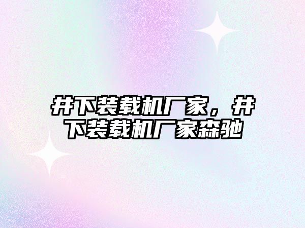 井下裝載機廠家，井下裝載機廠家森馳