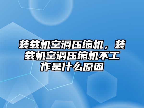 裝載機空調壓縮機，裝載機空調壓縮機不工作是什么原因