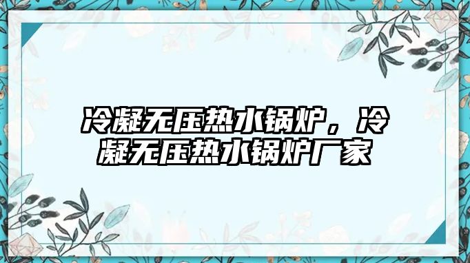 冷凝無壓熱水鍋爐，冷凝無壓熱水鍋爐廠家