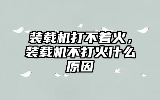 裝載機打不著火，裝載機不打火什么原因