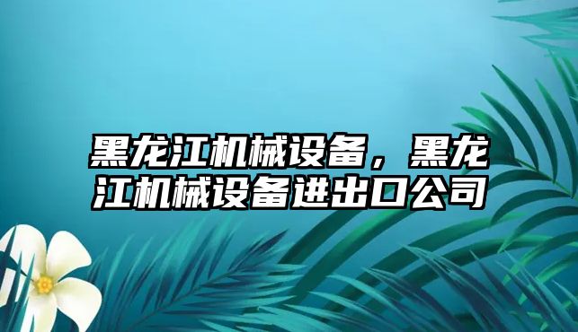 黑龍江機械設(shè)備，黑龍江機械設(shè)備進出口公司