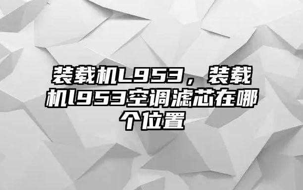 裝載機L953，裝載機l953空調濾芯在哪個位置