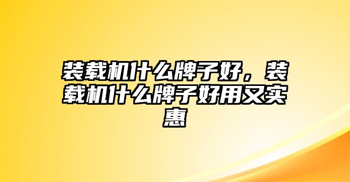 裝載機什么牌子好，裝載機什么牌子好用又實惠