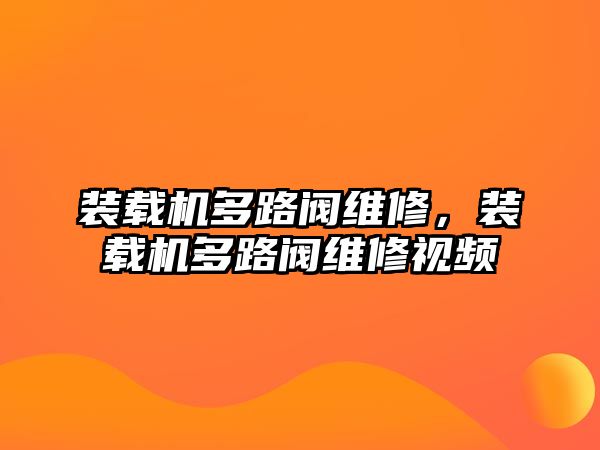 裝載機(jī)多路閥維修，裝載機(jī)多路閥維修視頻