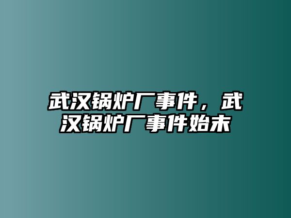 武漢鍋爐廠事件，武漢鍋爐廠事件始末