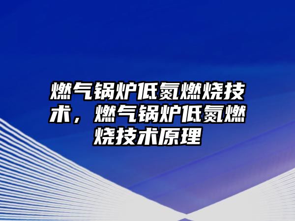 燃氣鍋爐低氮燃燒技術，燃氣鍋爐低氮燃燒技術原理