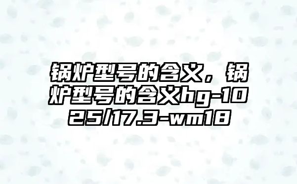 鍋爐型號(hào)的含義，鍋爐型號(hào)的含義hg-1025/17.3-wm18