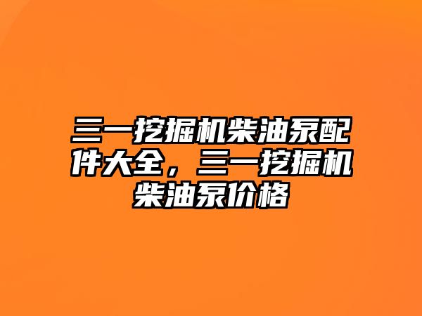 三一挖掘機柴油泵配件大全，三一挖掘機柴油泵價格