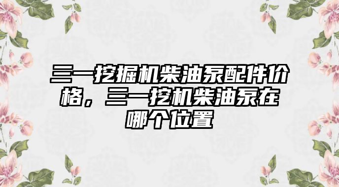 三一挖掘機(jī)柴油泵配件價格，三一挖機(jī)柴油泵在哪個位置