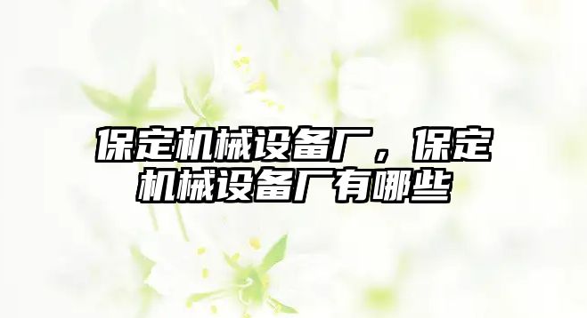 保定機(jī)械設(shè)備廠，保定機(jī)械設(shè)備廠有哪些