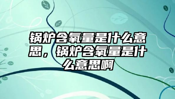 鍋爐含氧量是什么意思，鍋爐含氧量是什么意思啊