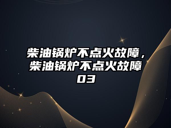 柴油鍋爐不點(diǎn)火故障，柴油鍋爐不點(diǎn)火故障03