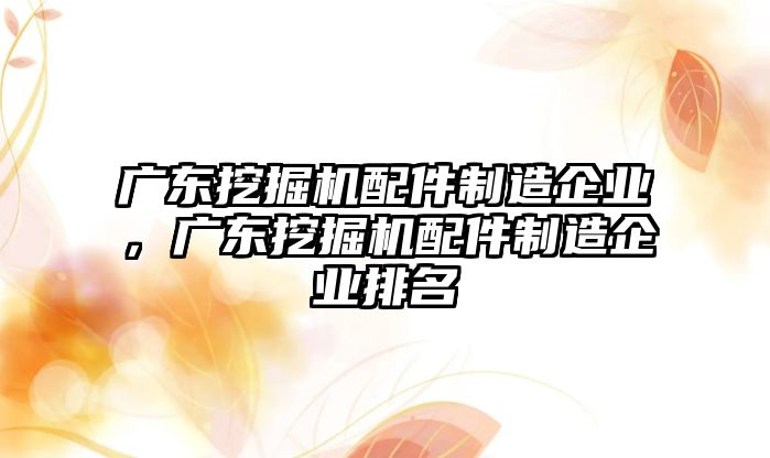 廣東挖掘機(jī)配件制造企業(yè)，廣東挖掘機(jī)配件制造企業(yè)排名