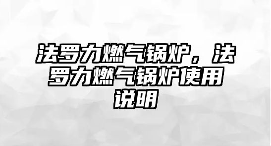 法羅力燃?xì)忮仩t，法羅力燃?xì)忮仩t使用說(shuō)明