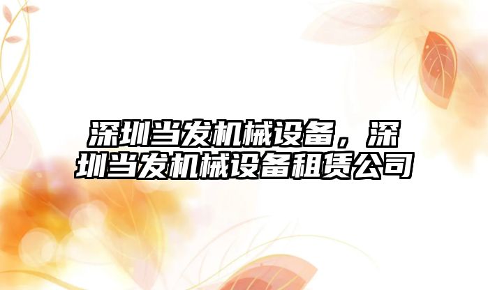 深圳當發(fā)機械設(shè)備，深圳當發(fā)機械設(shè)備租賃公司