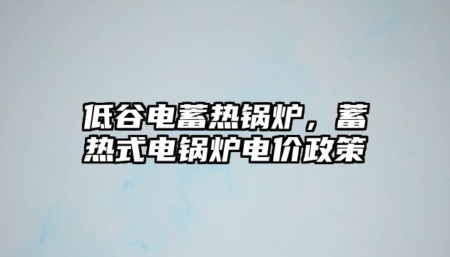 低谷電蓄熱鍋爐，蓄熱式電鍋爐電價(jià)政策