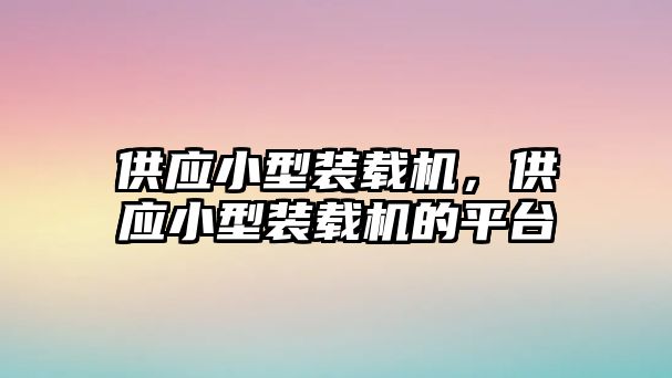 供應(yīng)小型裝載機，供應(yīng)小型裝載機的平臺